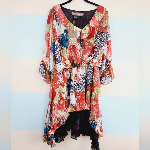 18. NWT Urban Mango Hi-low Printed Dress - Picture 5 of 7